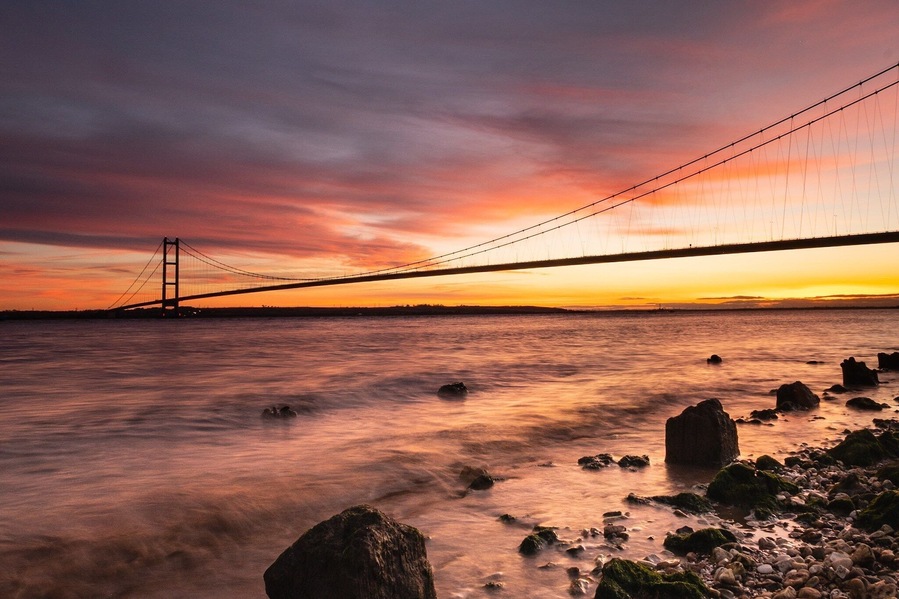 Catching the winter sun setting over the Humber Bridge from the North side, in Hessle.