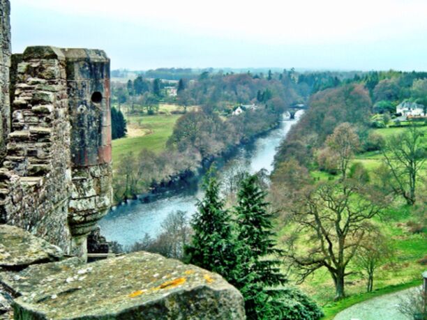 View of the River Teith and the countryside from the top of Doune Castle