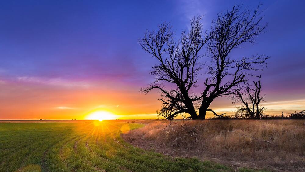 Ellis County, KS USA - A spectacular sunset over Western Kansas