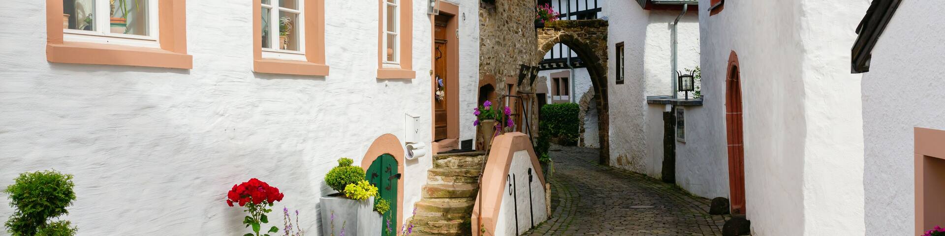 alley in the old village Kronenburg, Eifel, Germany