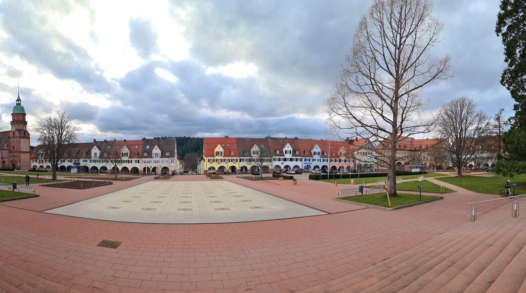 Panoramic view of the central square of Freudenberg, Black Forest, Germany