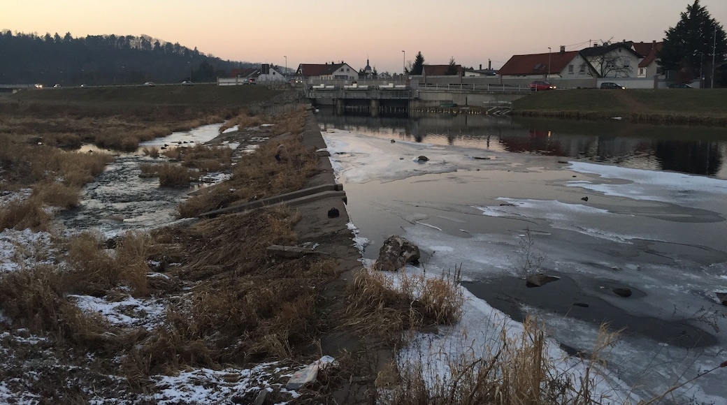 Sidewalk along the river Murg
