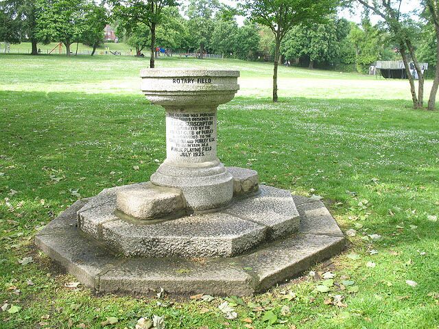 Fountain in Rotary Field, Purley. This structure is at the southern corner of Rotary Field 933405 and records the opening of the park in 1925. It has been alleged that it is the original Victorian font of nearby Christ Church 1314672 but there is no Christian motif on it, and the style is closer to that of public drinking fountains in other London parks.