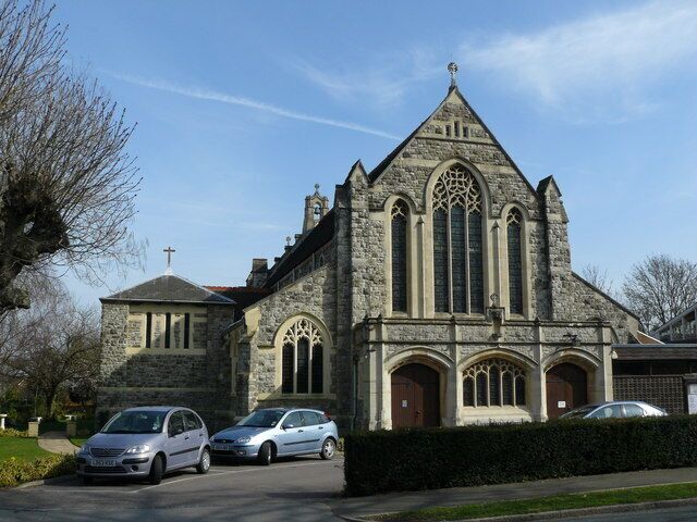 St Mark's parish church, Church Road, Woodcote, south London (formerly Surrey), seen from the west