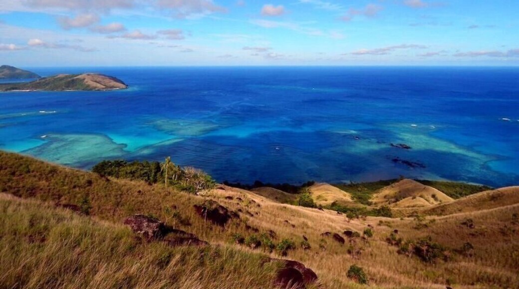 Hiked to the top of Nacula Island in Fiji. The views are STUNNING. Hiking back down was a little treacherous because the ground was very steep and unstable at some points. Nacula island is one of the farthest points in the Yasawa Islands.