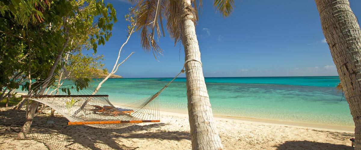 Isla Nacula que incluye escenas tropicales y una playa