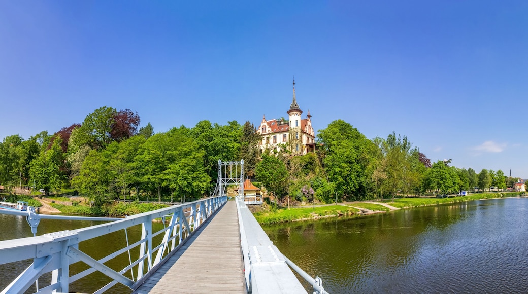Längste Tragseilbrücke Sachsens, Grimma Hängebrücke über der Mulde
