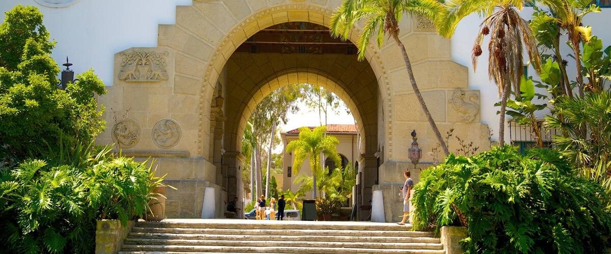 Santa Barbara County Courthouse featuring heritage architecture and an administrative buidling
