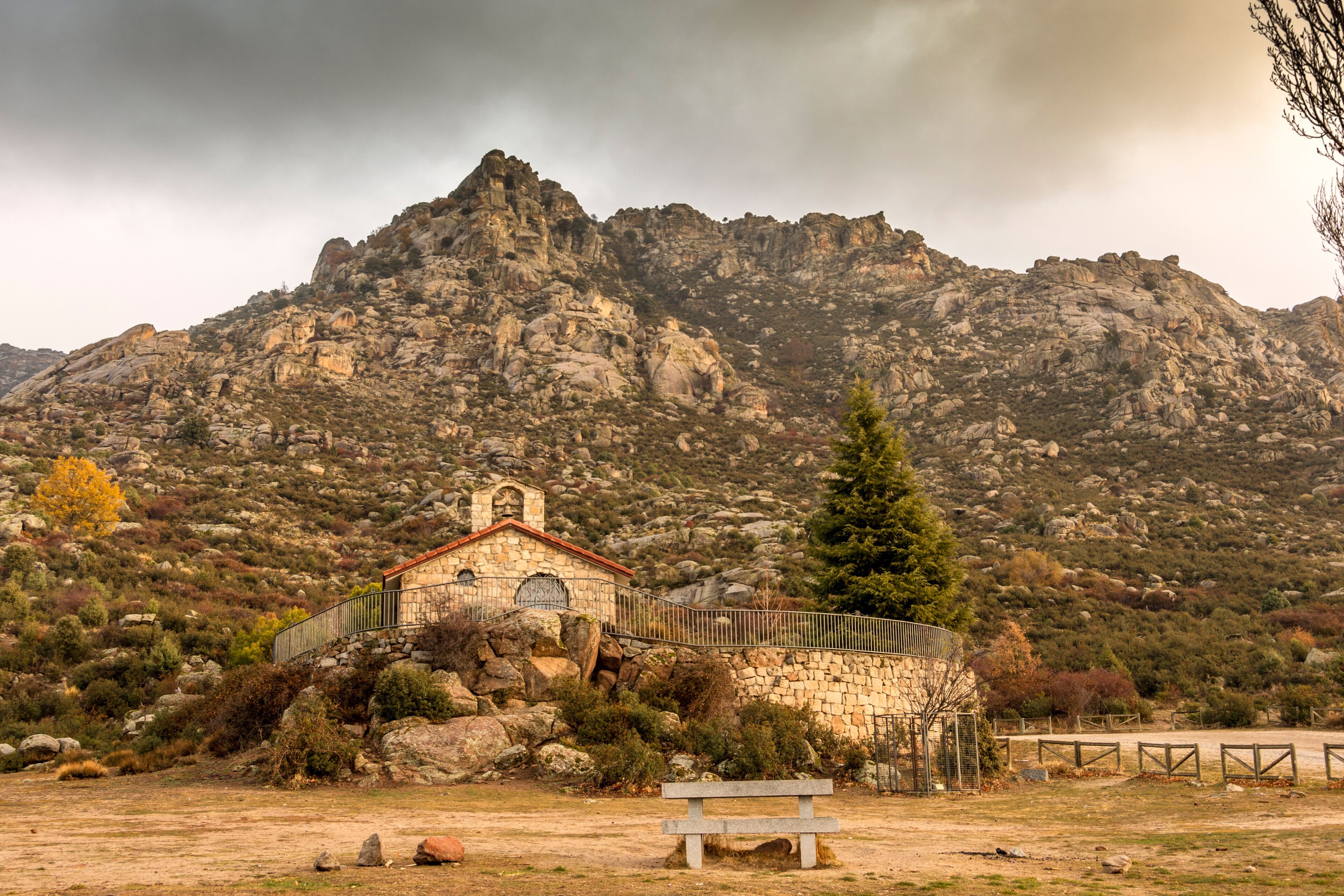 close-up of the hermitage of San Isidro in El Boalo Madrid Spain