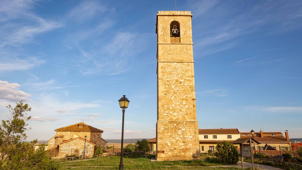 the bell tower at Monreal del Campo town, province of Teruel, Aragon, Spain