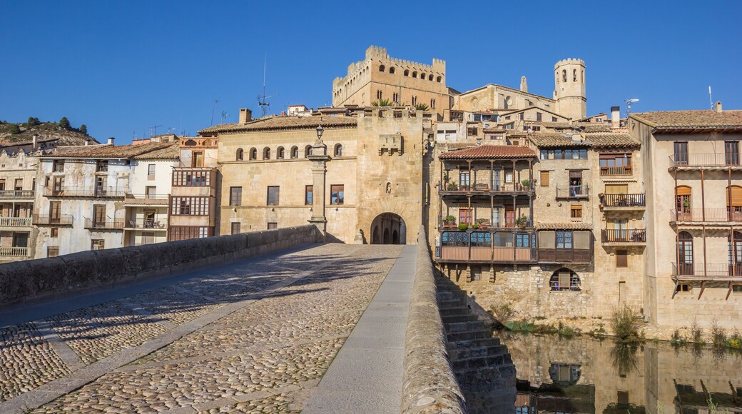 Historical bridge leading to the medieval city of Valderrobres, Spain