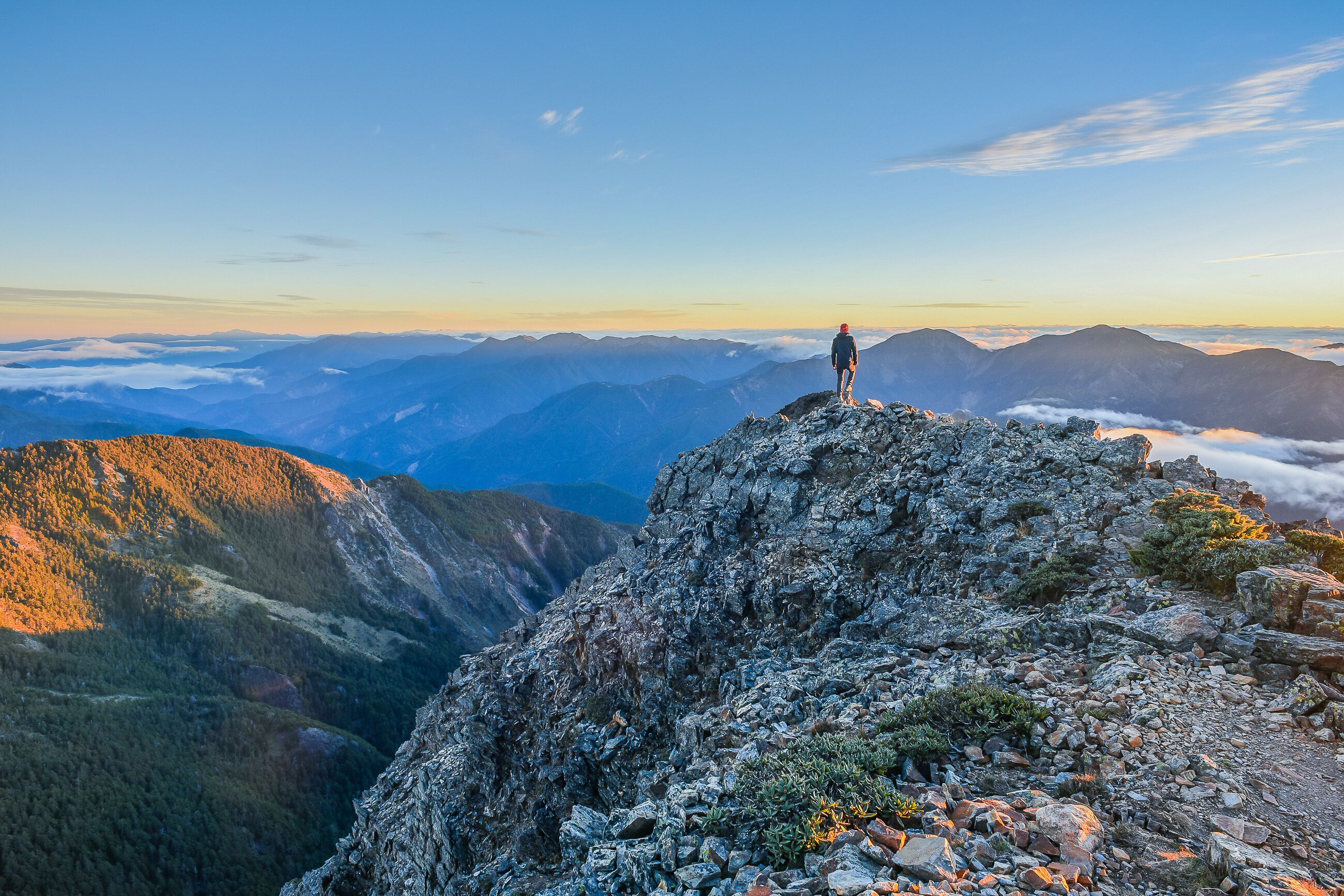 Landscape View Of Yushan Mountains On The Trail To Mt. Jade East Peak, Yushan National  Park, Chiayi, Taiwan