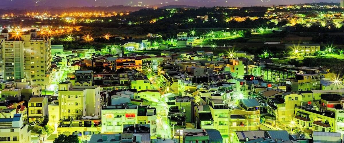 Chiayi city in Taiwan at night time