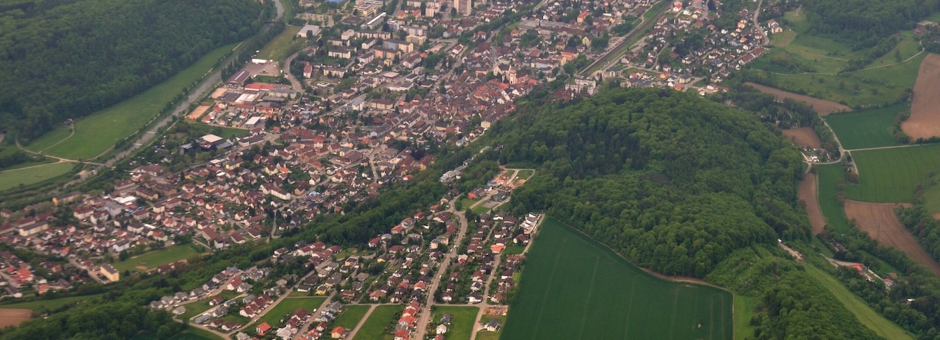 Germany, Baden-Württemberg, aerial view of Tiengen, part of Waldshut-Tiengen (position: circa overhead Detzeln, not in picture)
