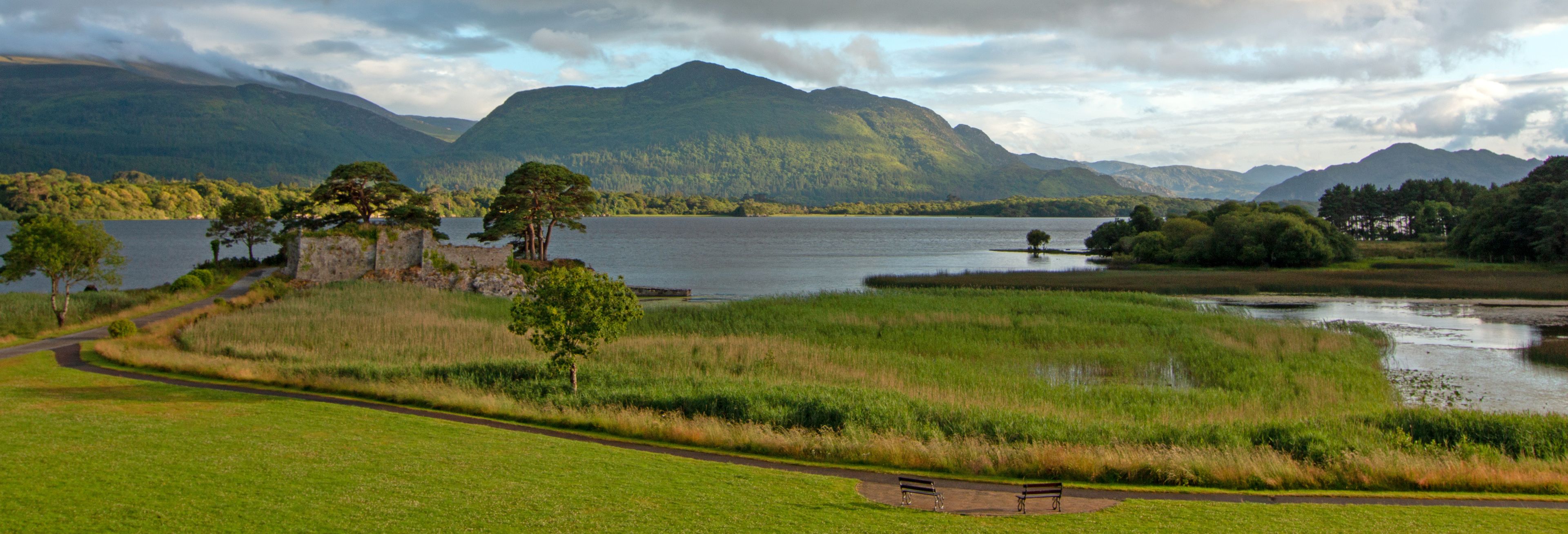 Ancient McCarthy Mor castle on Lake Lough Leane at Killarney on the Ring of Kerry in Ireland