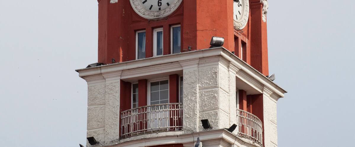 clock tower of Varna central railway station