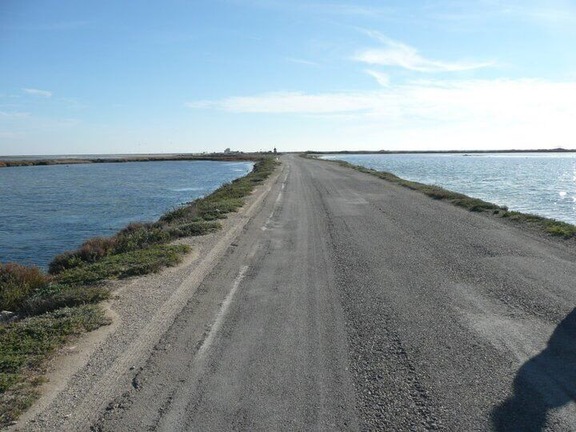 A road that cuts across the Carmargue.
