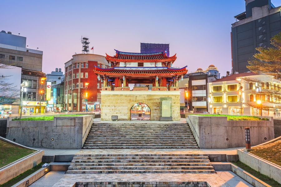Downtown Hsinchu, Taiwan Cityscape with the Eastern Gate