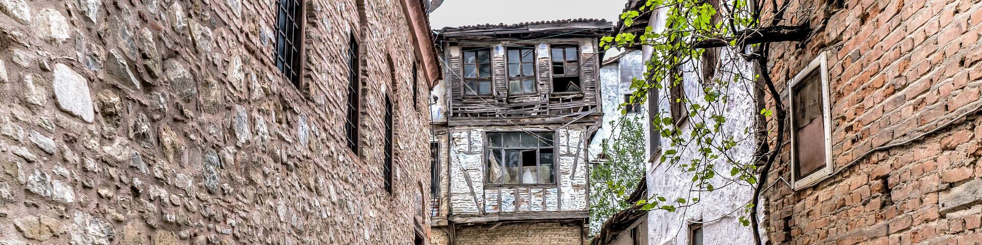 Streets and houses of Tirilye village, in Marmara Sea, Mudanya, Bursa.