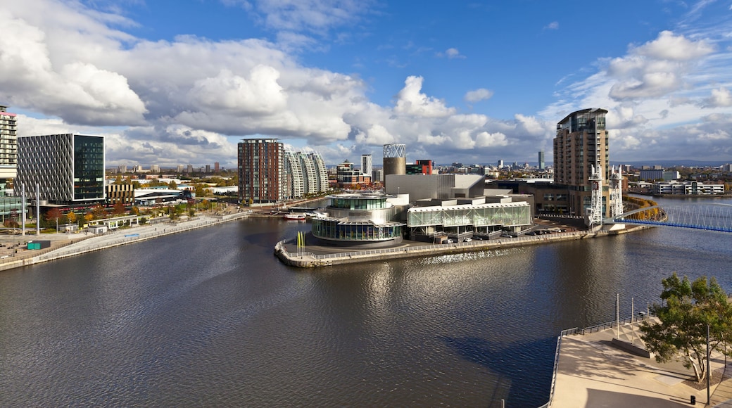 Cityscape at Salford Quays in Manchester, Enlgand.