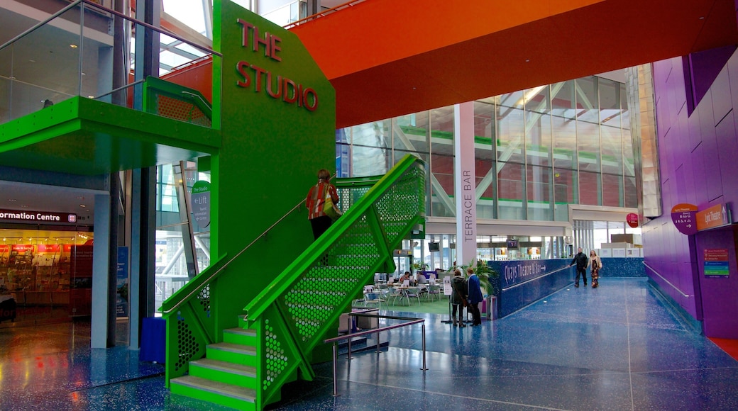 The Lowry Art and Entertainment which includes art, signage and interior views