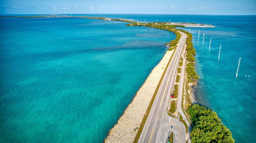 Overseas highway in the Florida Keys taken by drone