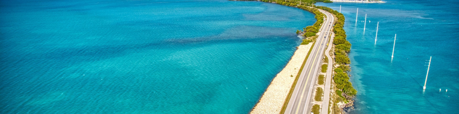 Overseas highway in the Florida Keys taken by drone