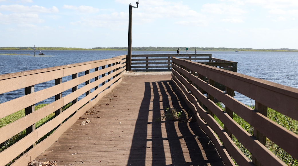 Kissimmee Lakefront Park Grassy waterfront park with walking paths, a fishing pier, picnic pavilions, and a shaded playground. children's playgrounds, splash pad