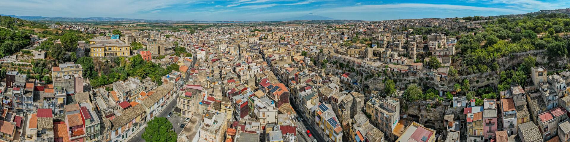 Aerial View of Lentini, Syracuse, Sicily, Italy, Europe