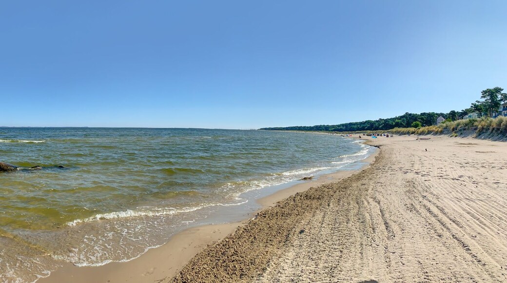 Panorama vom Greifswalder Bodden bei Lubmin in Deutschland. Konzept Landschaftspanoramen.