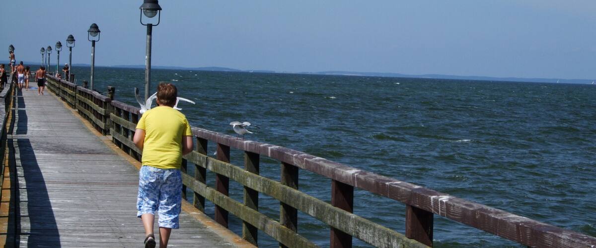 Lubmin, Germany, Blick ĂŒber den Greifswalder Bodden zur Insel RĂŒgen