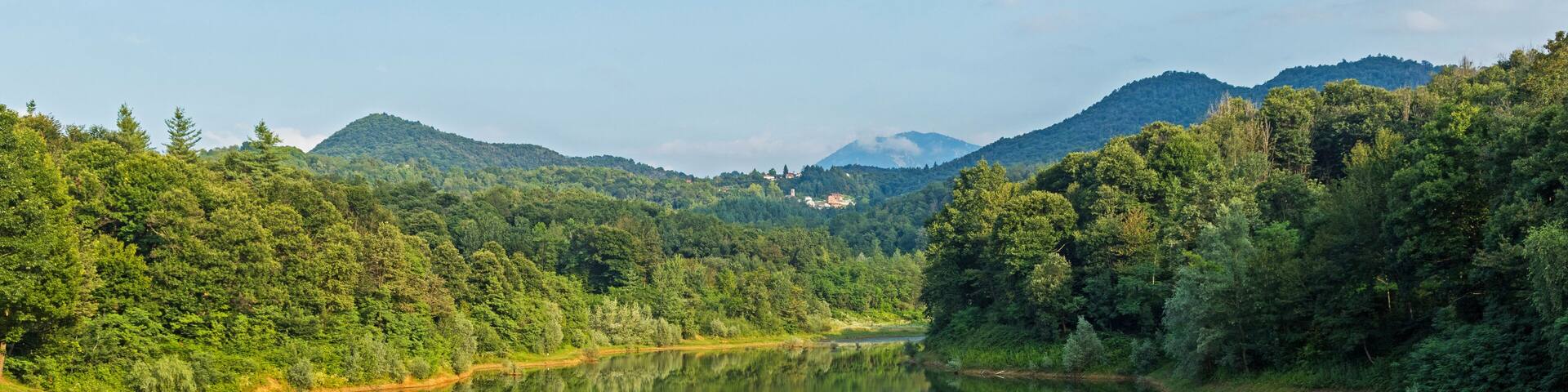 view over lake Pianfei in Italy