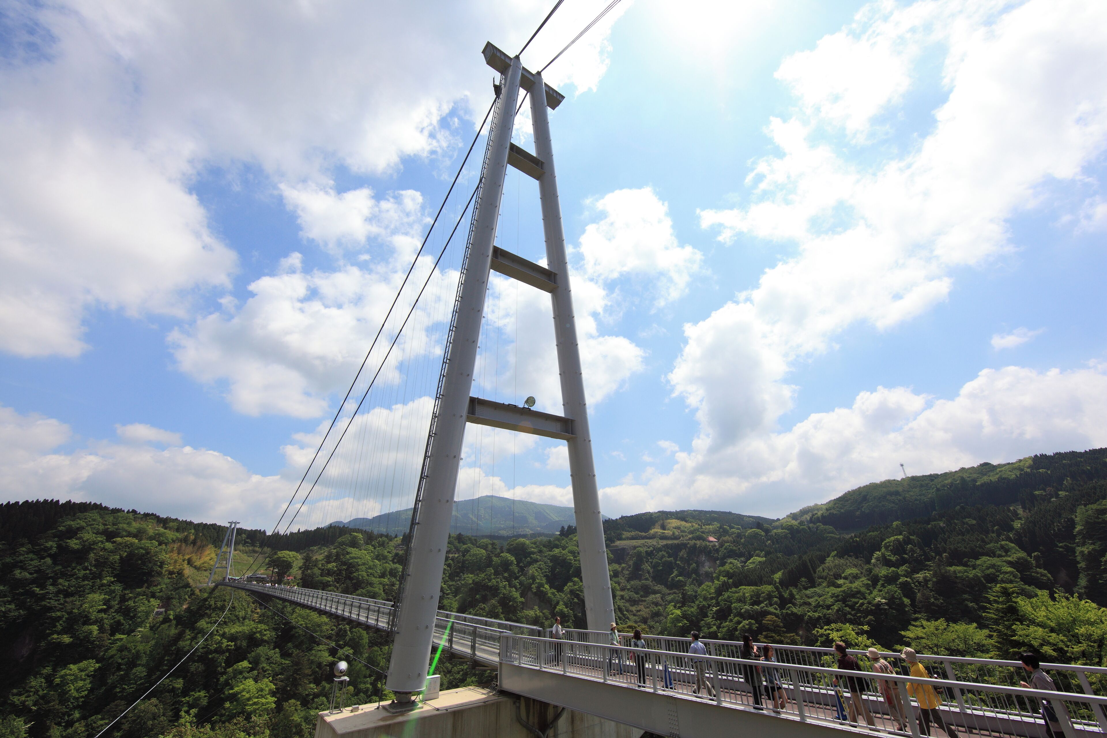 The Kokonoe Kuju Yume (dream) Otsurihashi Suspension Bridge in Kokonoe, Ōita Prefecture, Japan