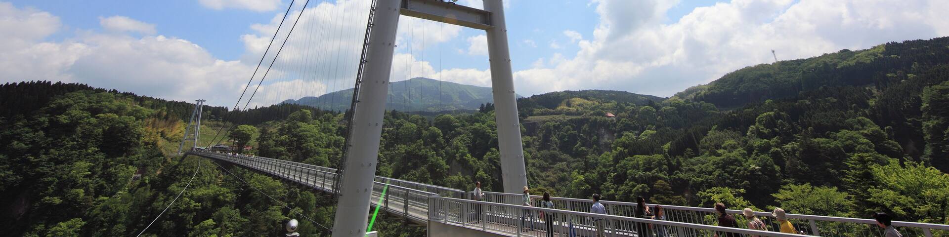 The Kokonoe Kuju Yume (dream) Otsurihashi Suspension Bridge in Kokonoe, Ōita Prefecture, Japan