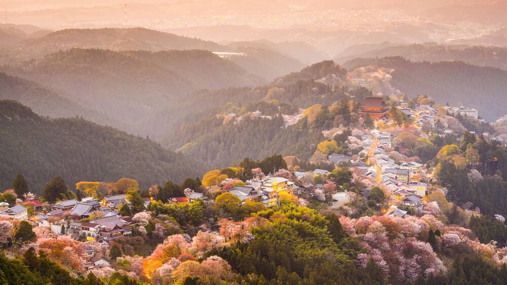 Yoshinoyama, Nara, Japan Hilltop village in Spring