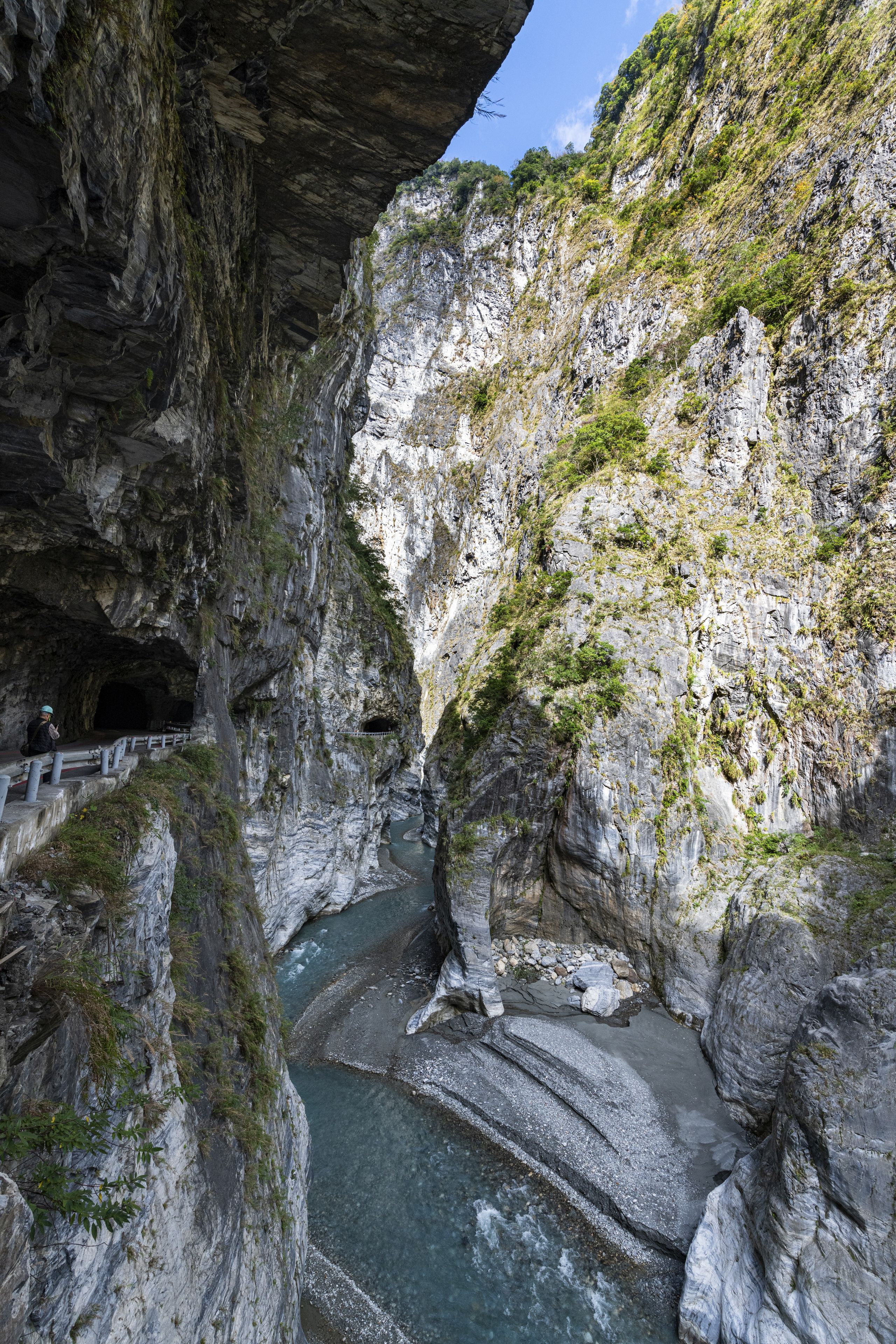 Road carved in the rocks, Taroko gorge, Taroko National Park, Hualien county, Taiwan