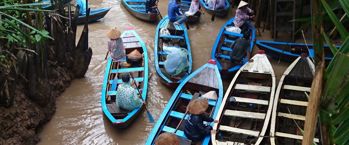Water traffic? This is part of the Mekong Delta Tour.