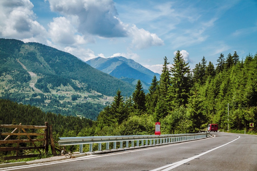 Alt. 1400 m, perfect road and beautiful scenery. Prislop Pass in the north of Romania, crossing Rodna Mountains. You can stop in Borsa for a night or two and explore the mountains around the resort or even use the chairlift that takes you near a very beautiful waterfall - Cascada Cailor.