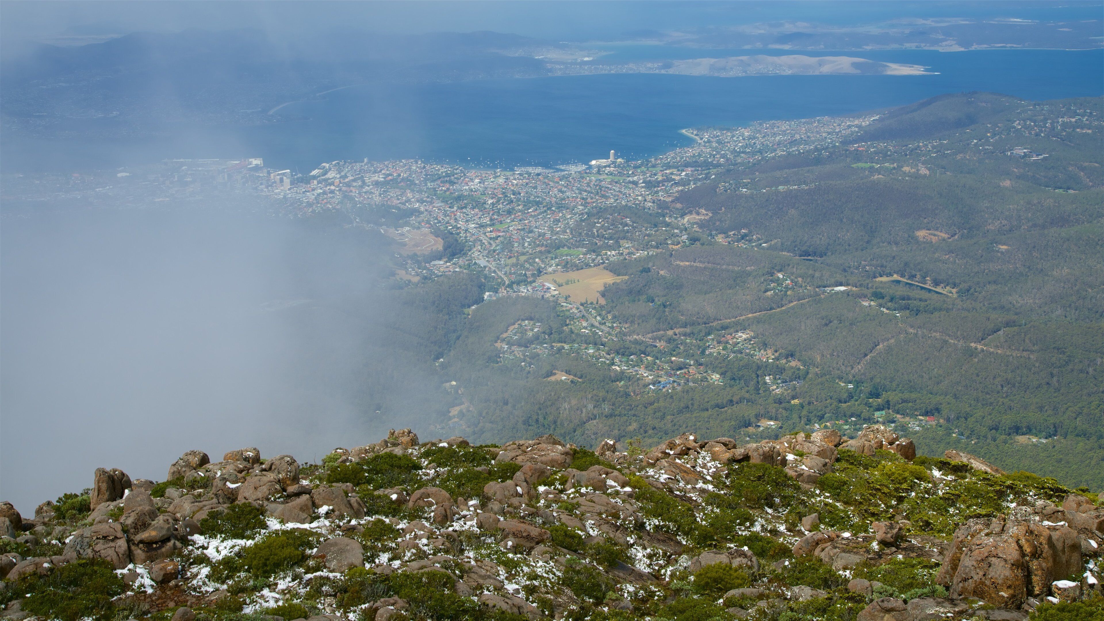 Mt. Wellington featuring landscape views and mist or fog