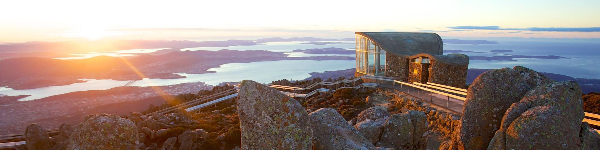 Mt. Wellington qui includes panoramas, coucher de soleil et vues littorales