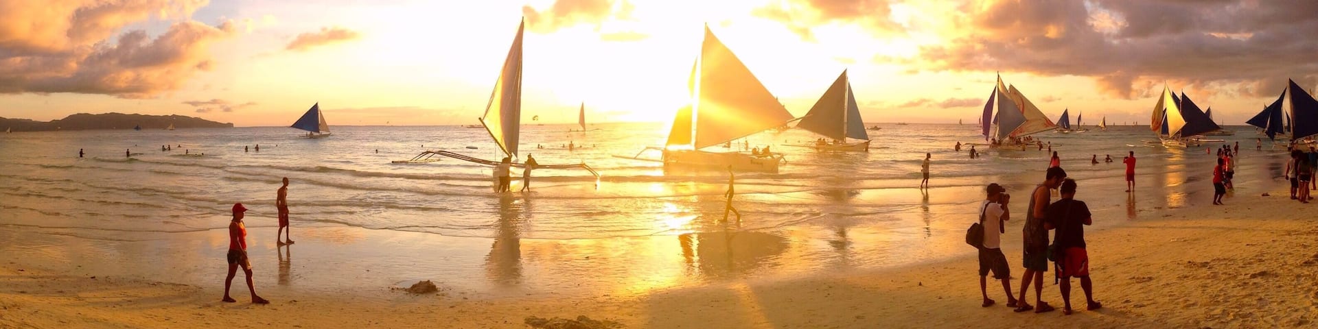 sunset on white beach Boracay