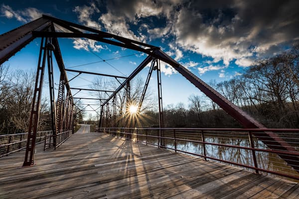 Bridge at Glendale Mill Park in Spartanburg, SC -- Public park made on site of abandoned cotton mill