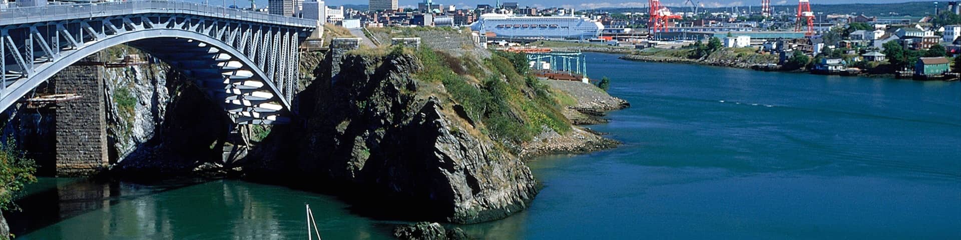 Reversing Falls which includes a bridge and a bay or harbor