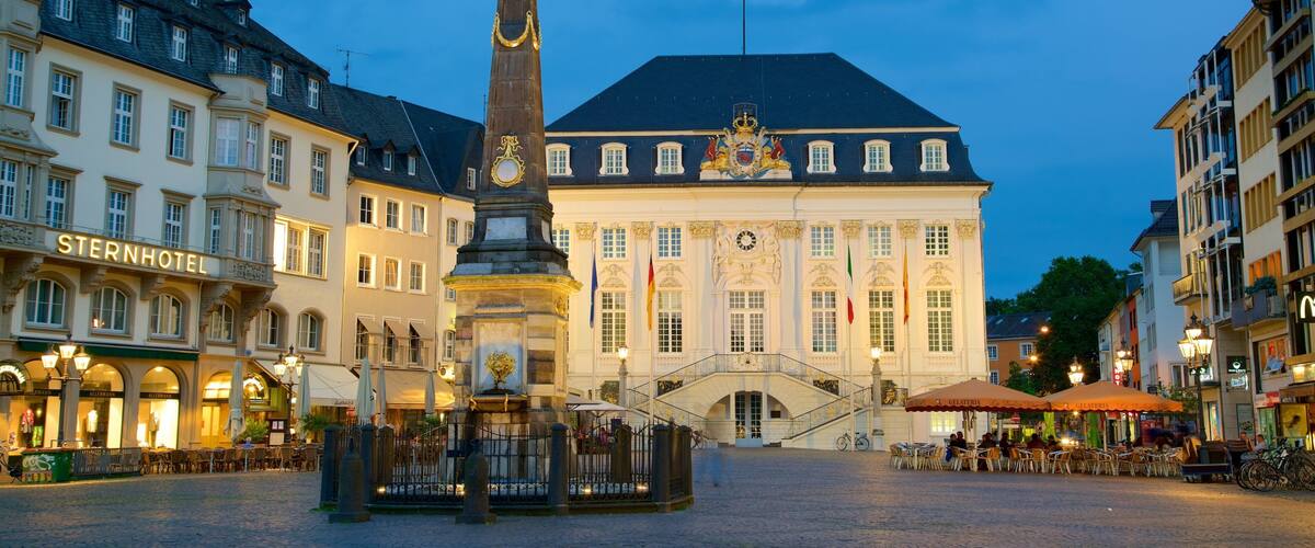 A historic building with a clock tower, a bridge, and the Sternhotel.
