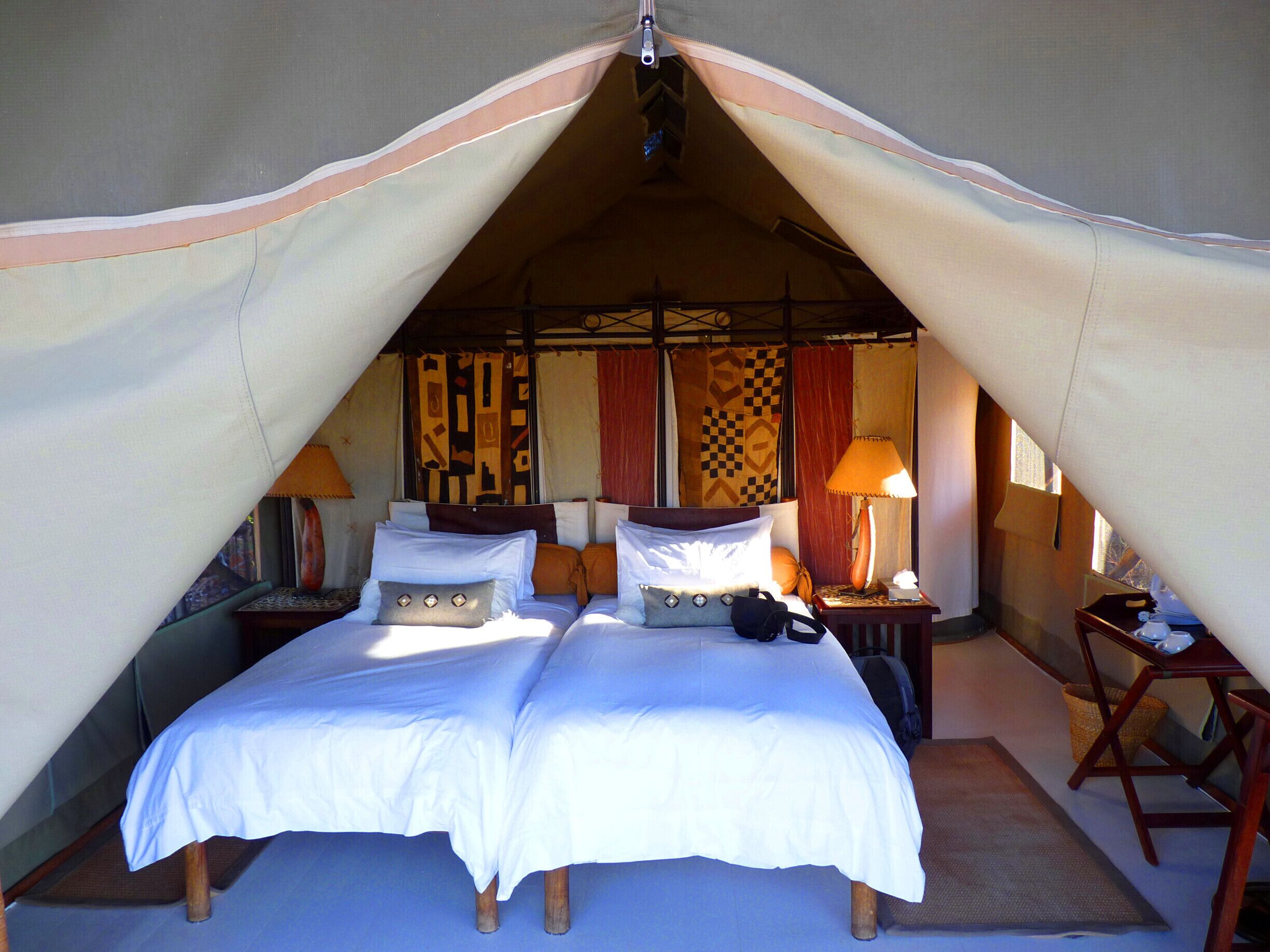 Now that's camping!  Take in the stunning sunsets and starry nights at Mowani Mountain Camp in Namibia.