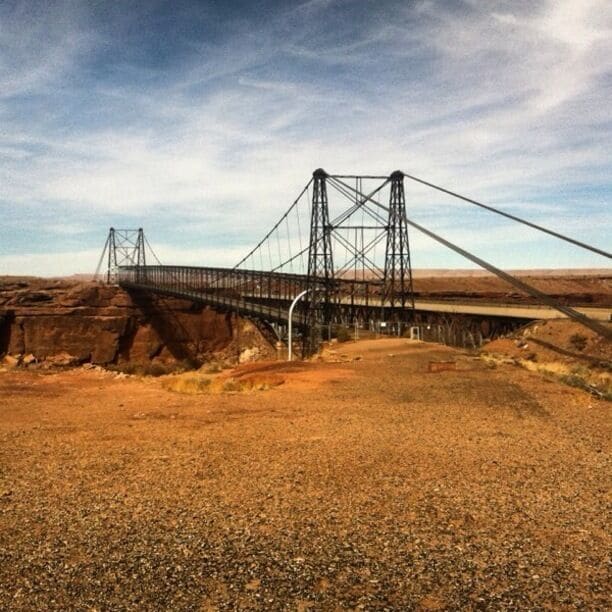 Old highway 89 bridge, crossing the Little Colorado River. The new highway was build right next to this, but the old one still remains. 