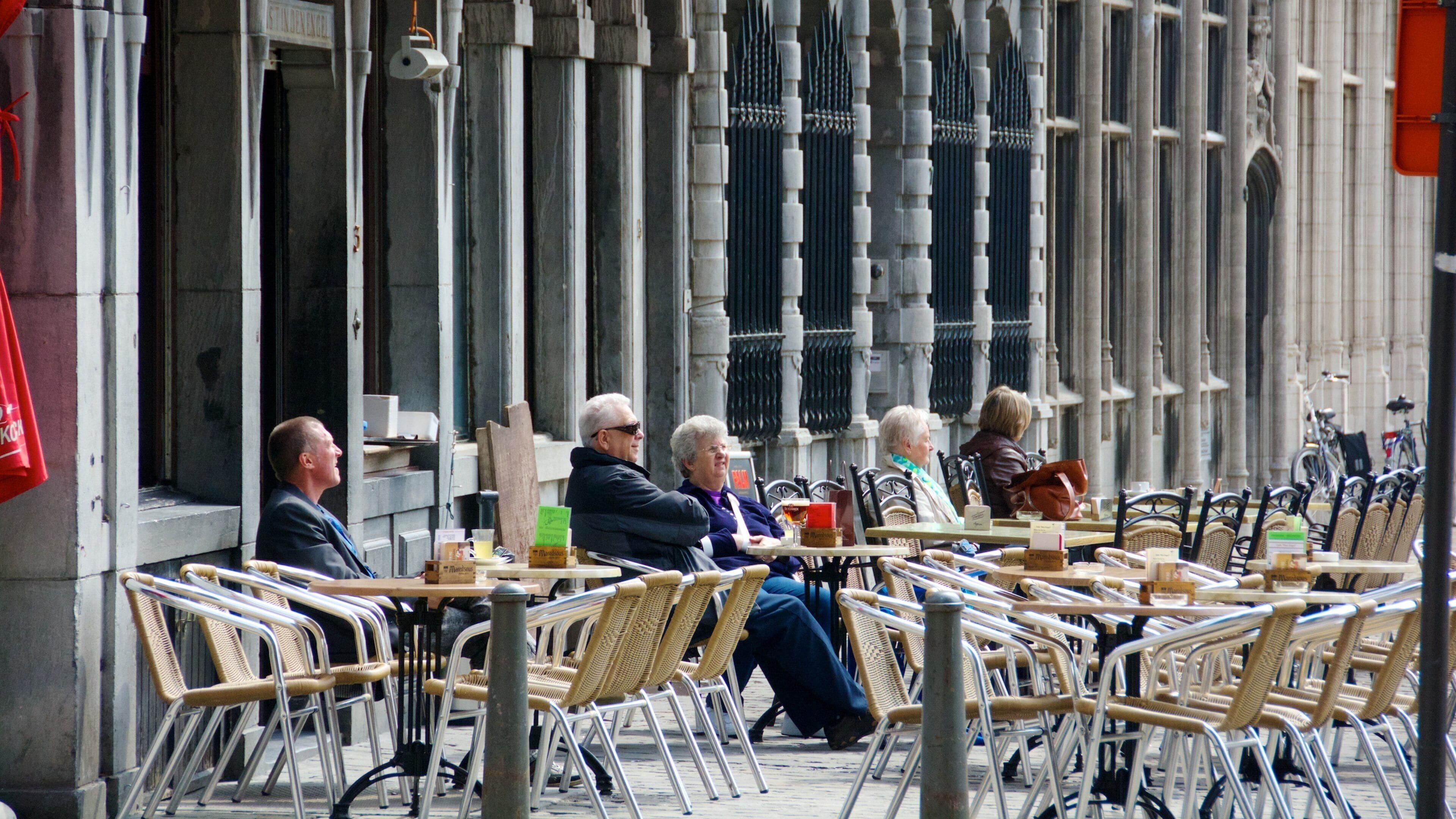Antwerp showing outdoor eating and café scenes as well as a small group of people