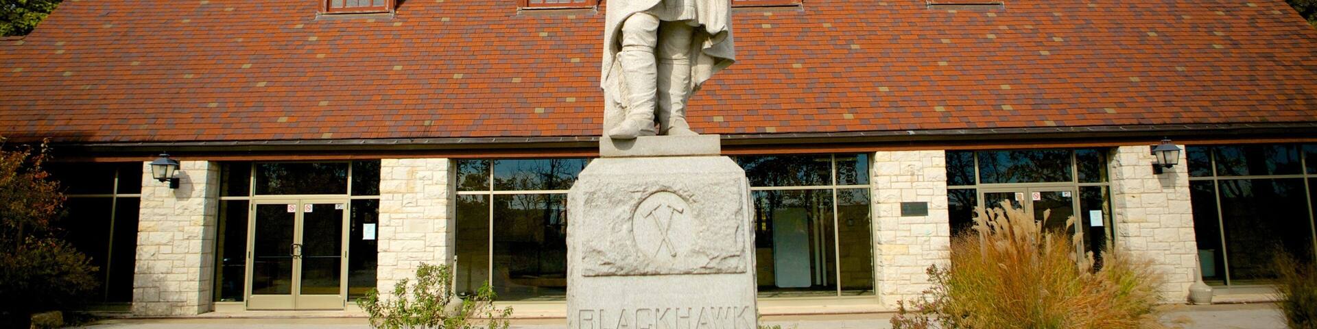 Black Hawk State Historic Site featuring heritage elements and a statue or sculpture