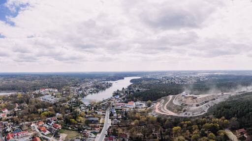 Aerial drone photo of Woltersdorf Schleuse Brandenburg, Germany