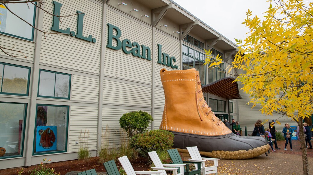 LL Bean Flagship Store showing outdoor art and signage